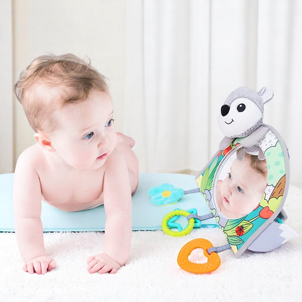 Miroir Voiture pour Bebe - SafeViewBabyMirror™ - Loup Gris