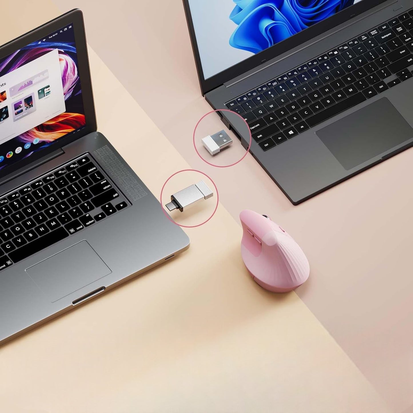Souris Verticale - ErgoClickPro™ - Rose