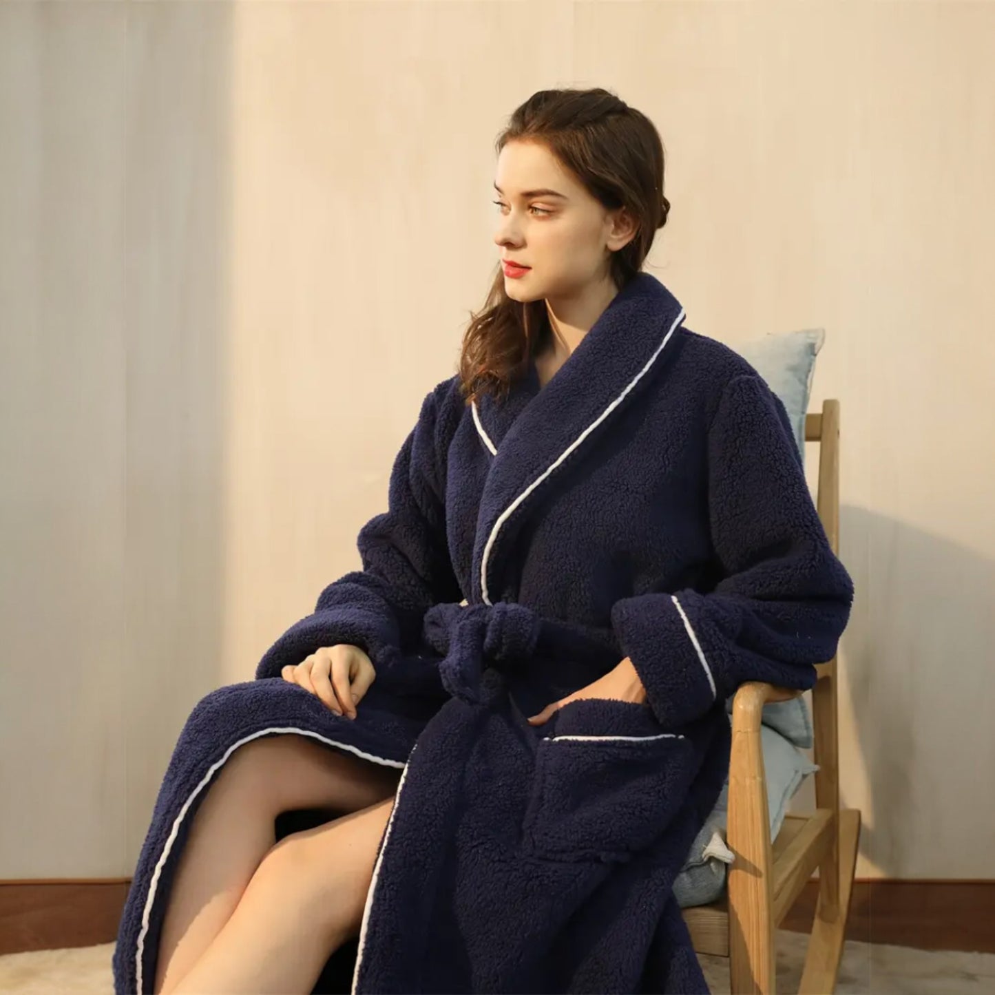 Peignoir De Bain - CozyCottonBathRobe™ - Bleu Marine