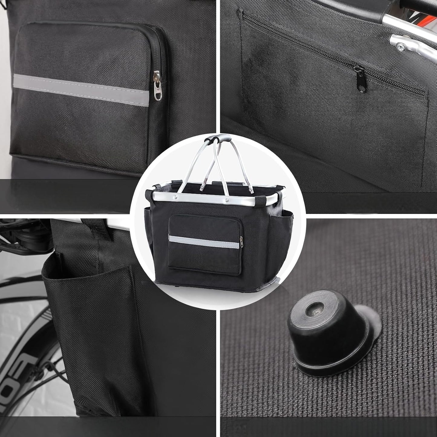 PANIER VELO POUR CHIEN - PetRideBasket™ - Rectangle Noir avec Pochette