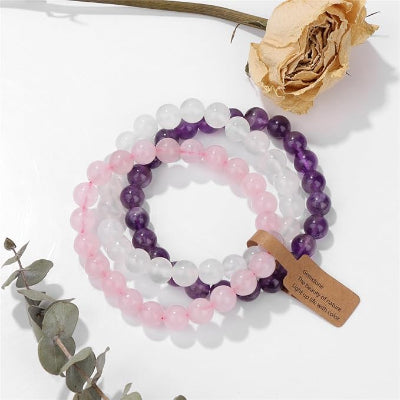 BRACELET PIERRE NATURELLE - CrystalMuse™ - Quartz Rose