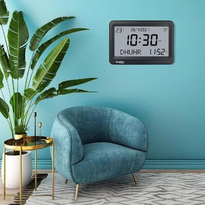 Horloge Adhan - AzanClock™ - Noir Ecran Blanc
