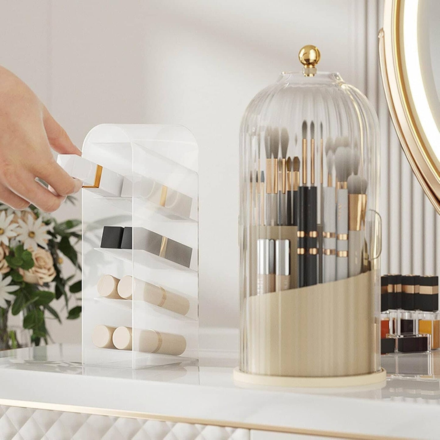 Organisateur Maquillage - MakeupBrushHolder™ - Beige Transparent
