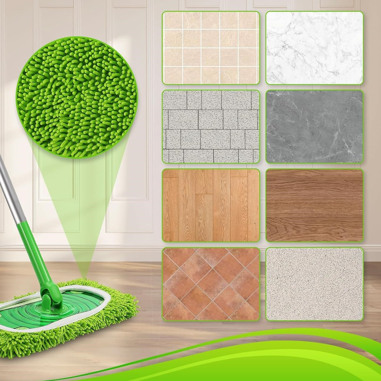 Serpillère Microfibre - MopFlex™ - Vert Anis Chenille