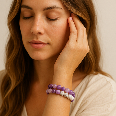 BRACELET PIERRE NATURELLE - CrystalMuse™ - Mauve