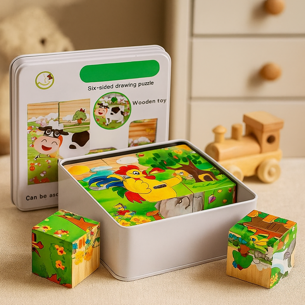 Puzzle en Bois - CubeMontessori™ - Ferme Bébé