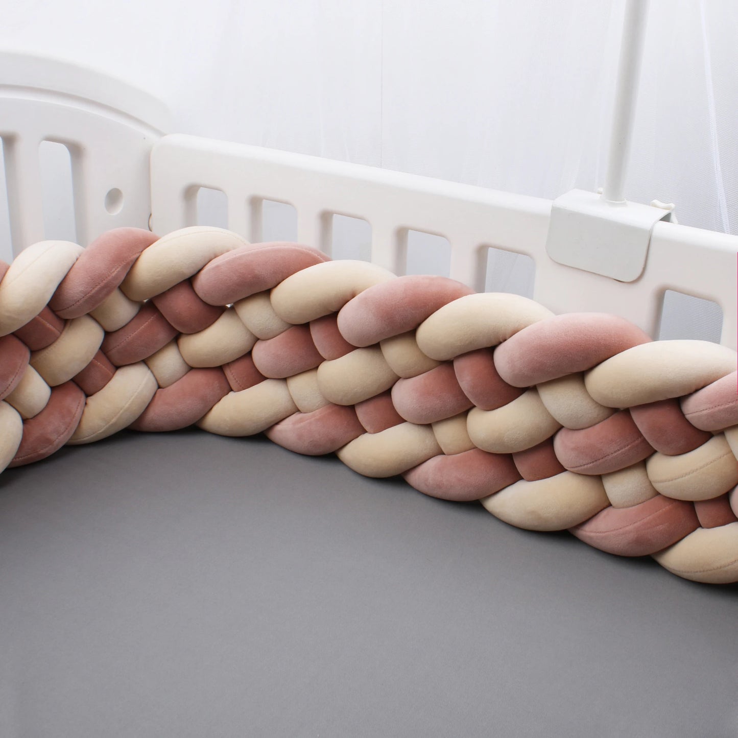 Tour de Lit Tressé - BraidedSafe™ - Vieux Rose & Crème