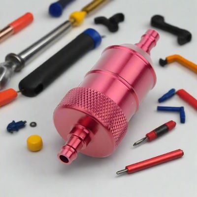 Filtre à carburant - MotorcycleFuelFilter™ - CNC Long Rouge