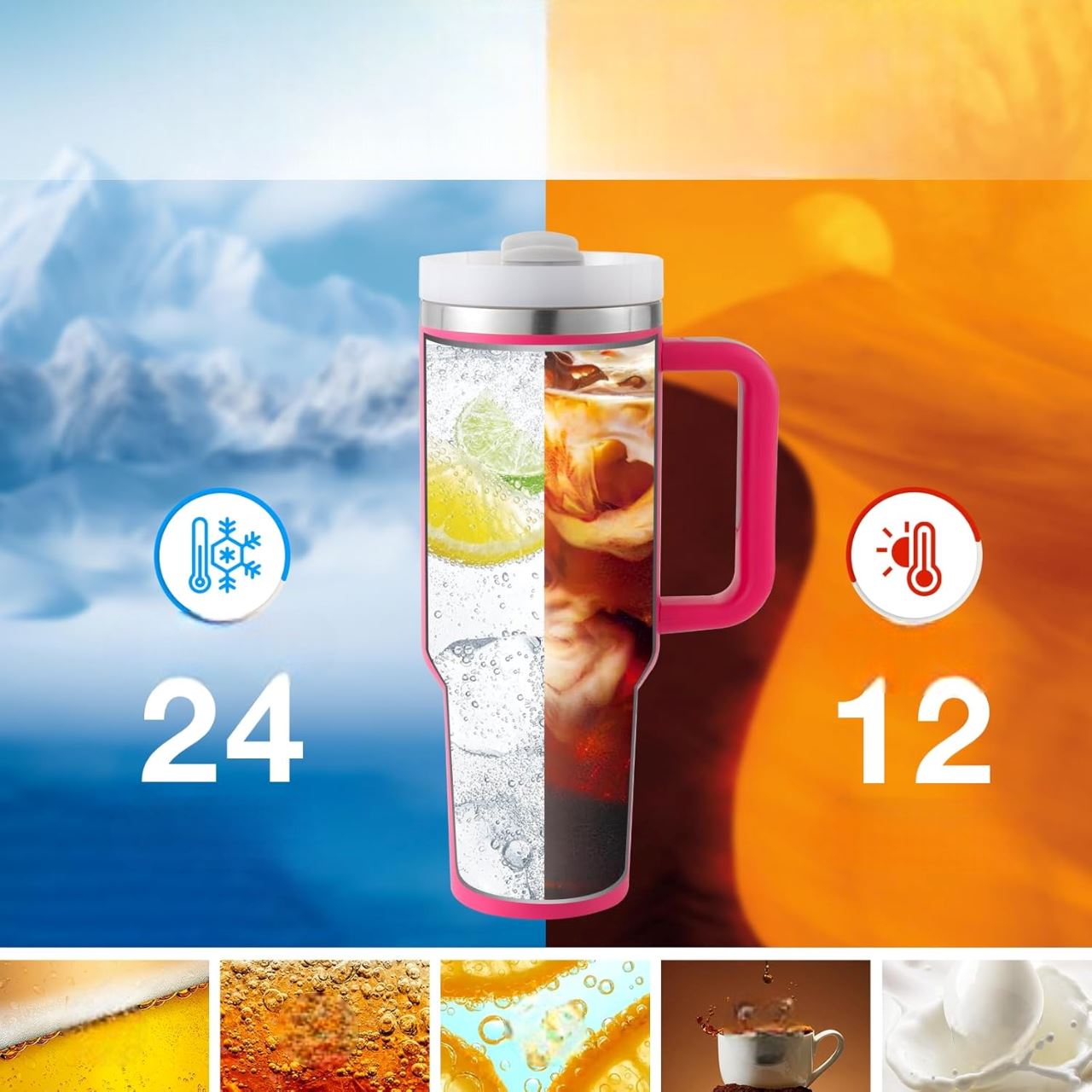 Tasse Isotherme - ThermalMug™ - Rose