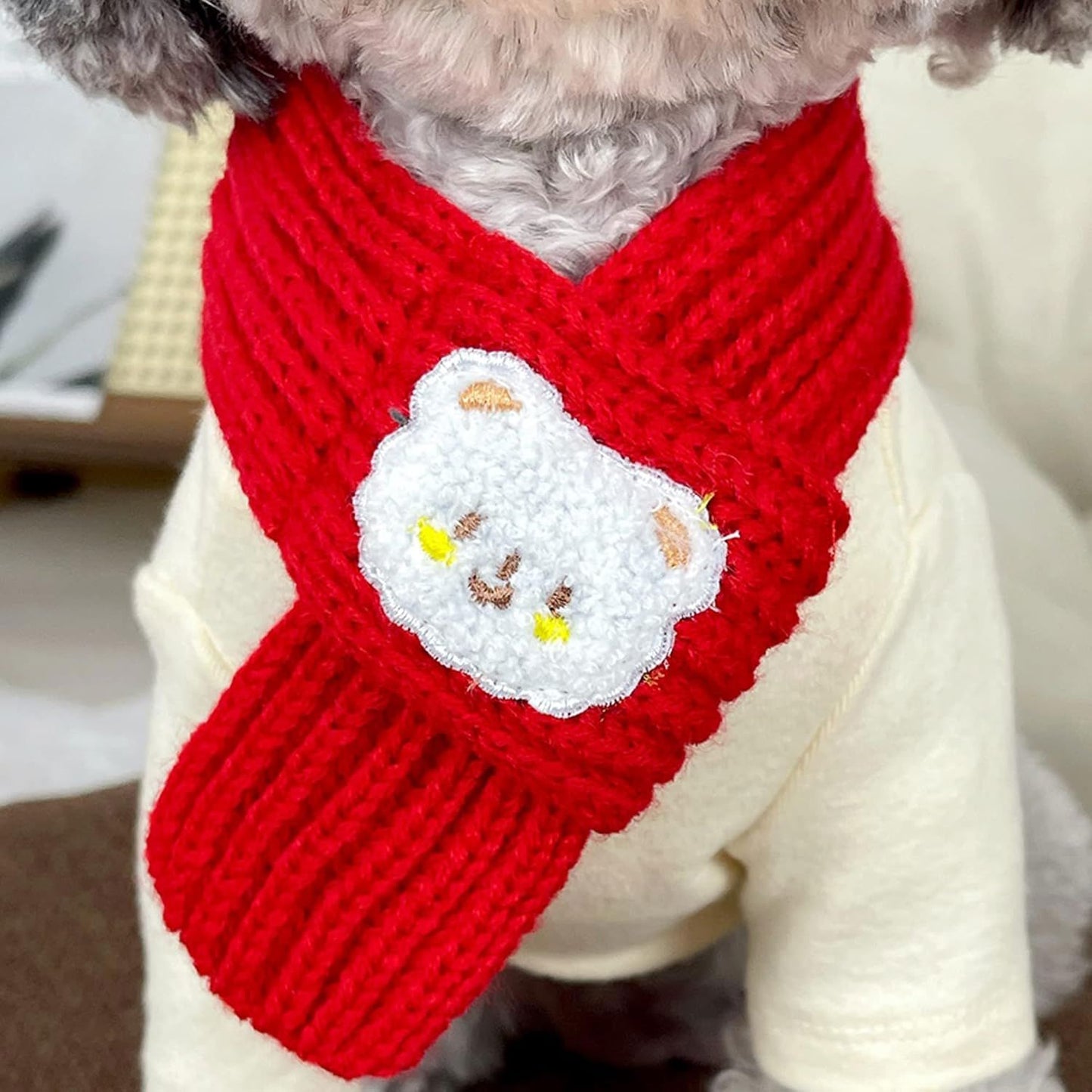 Écharpe chien - DogKnittedScarf™ - Rouge