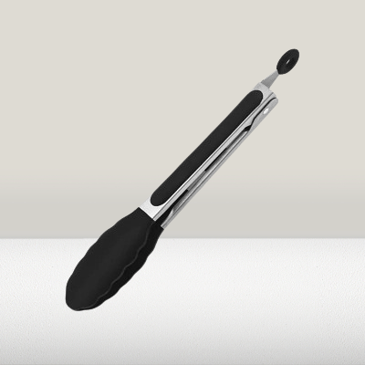 Pince cuisine - SiliconeFoodTongs™ - Oval noir