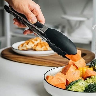 Pince cuisine - SiliconeFoodTongs™ - Oval noir