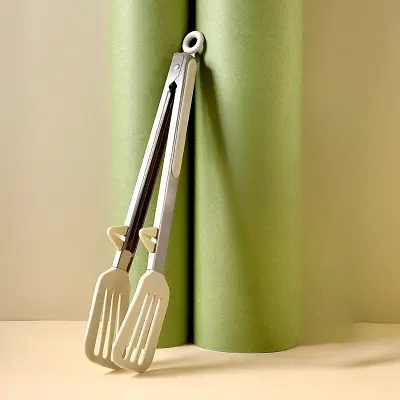 Pince cuisine - SiliconeFoodTongs™ - Rectangle Beige