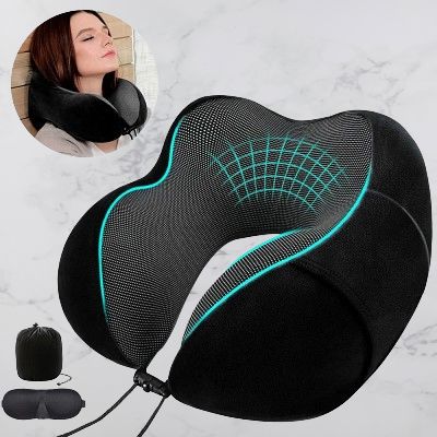 Oreiller ergonomique cervical - MemoryFoamNeckPillow™ - Noir