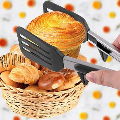 Pince cuisine - SiliconeFoodTongs™ - Rectangle Noir