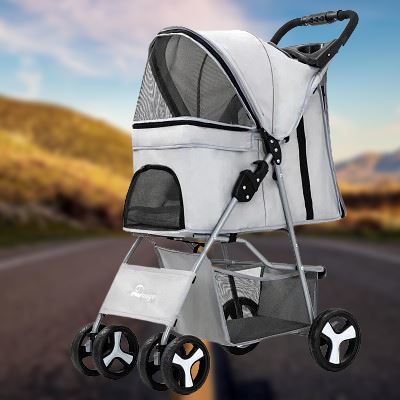 Poussette pour Chat - FoldableCartCat™ - Blanc