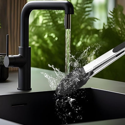 Pince cuisine - SiliconeFoodTongs™ - Oval noir