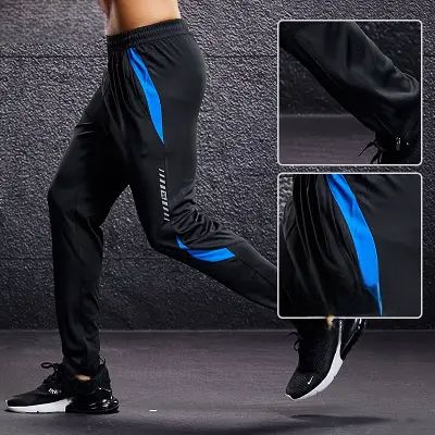 Pantalon sport homme - MenSportPants™ - Noir&Bleu