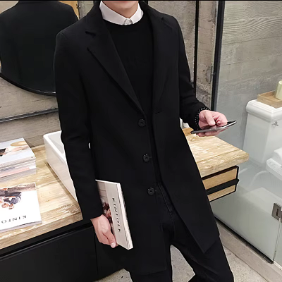 Manteau Long Homme - NewLongCottonCoat™ - Noir