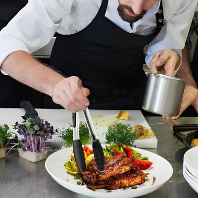 Pince cuisine - SiliconeFoodTongs™ - Oval noir