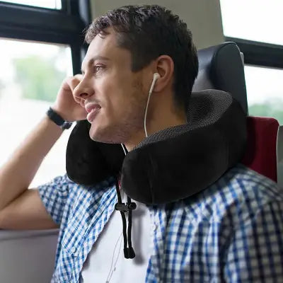 Oreiller ergonomique cervical - MemoryFoamNeckPillow™ - Noir
