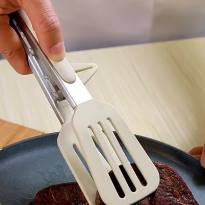 Pince cuisine - SiliconeFoodTongs™ - Rectangle Beige