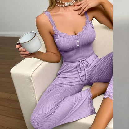 Pyjama Été Femme - LaceBreezeSet™ - Violet