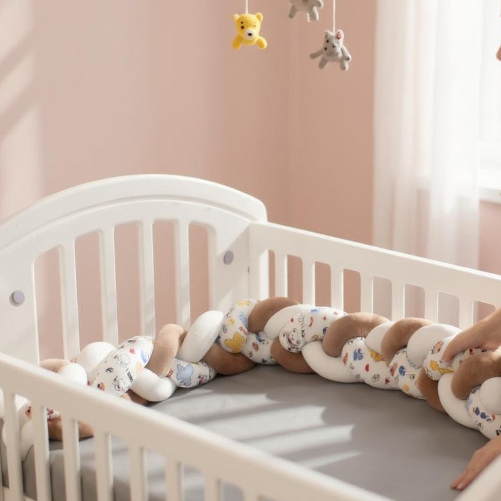 Tour de Lit Tressé - BraidBumper™ - Marron & Blanc