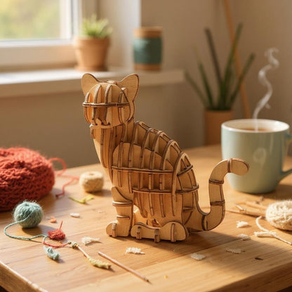Puzzle 3D en Bois - WoodGenius™ - Chat