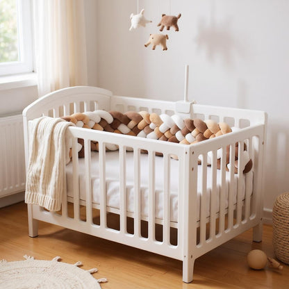 Tour de Lit Tressé - BraidedSafe™ - Beige, Marron & Blanc