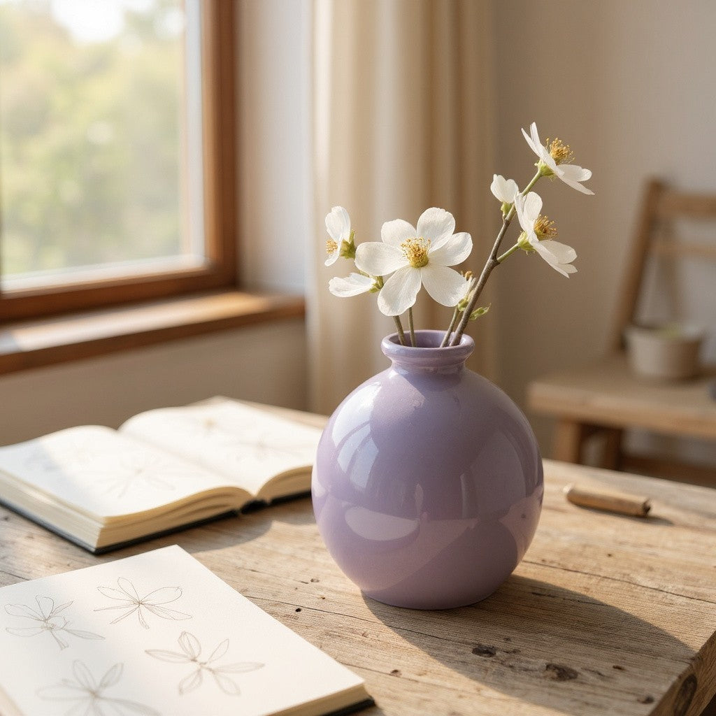 Vase en Céramique - ZenHydroVase™ - Violet