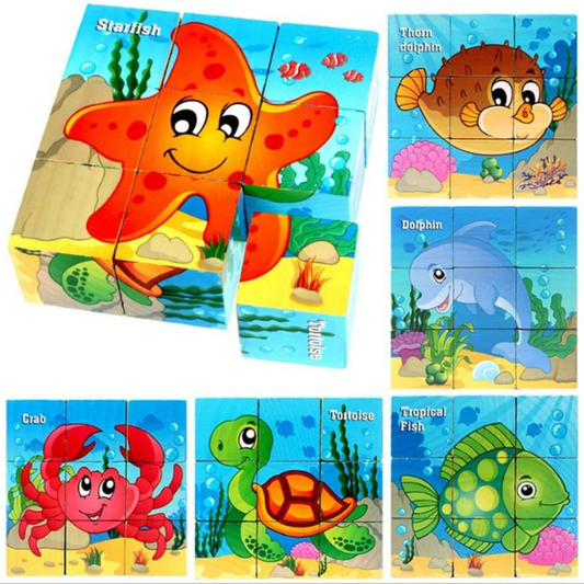 Puzzle en Bois - CubeMontessori™ - Animaux Marins