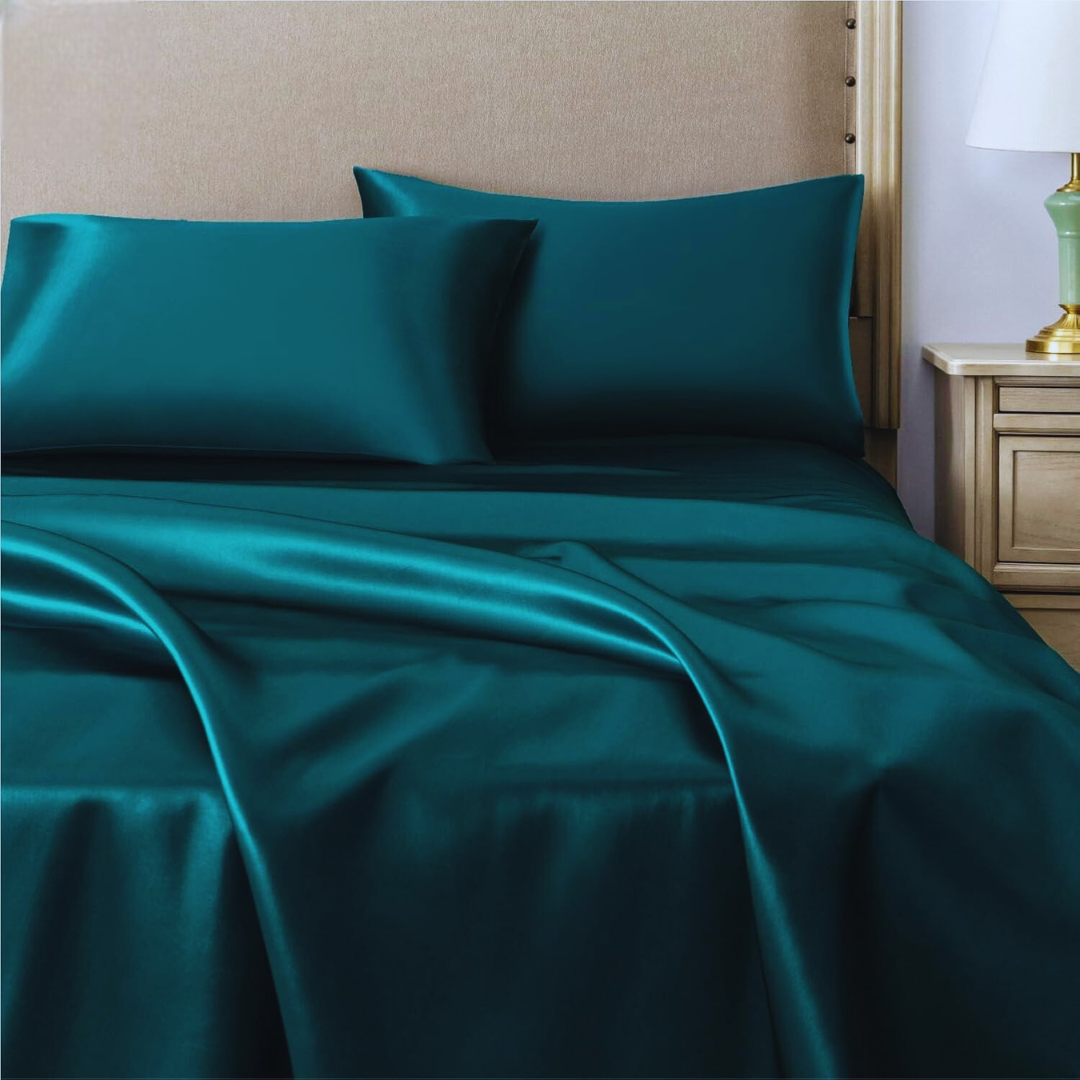 Taie d'Oreiller en Satin - SatinDreamPillow™ - Bleu Vert