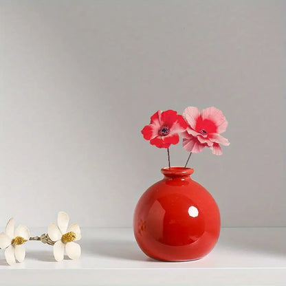Vase en Céramique - ZenHydroVase™ - Rouge