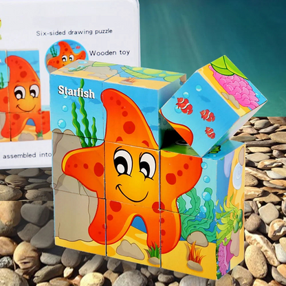 Puzzle en Bois - CubeMontessori™ - Animaux Marins