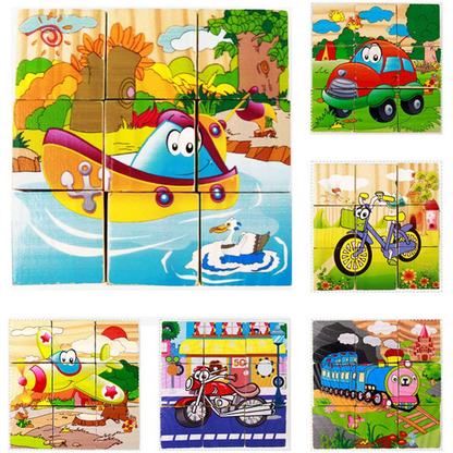 Puzzle en Bois - CubeMontessori™ - Moyens de Transport