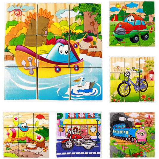 Puzzle en Bois - CubeMontessori™ - Moyens de Transport
