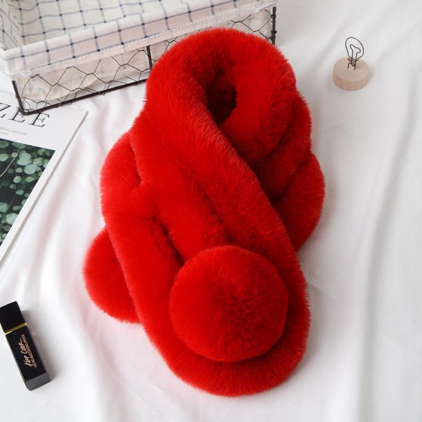 Écharpe Femme Hiver - CozyFurWrap™ - Rouge
