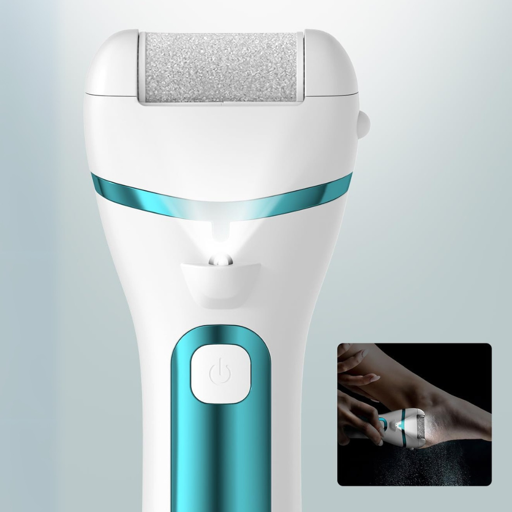 Râpe pour Pieds Électrique - PediPro™ - Blanc Bleu Métallisé