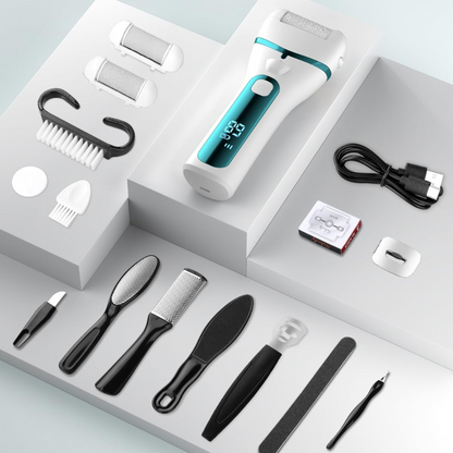 Râpe pour Pieds Électrique - PediPro™ - Blanc Bleu Métallisé