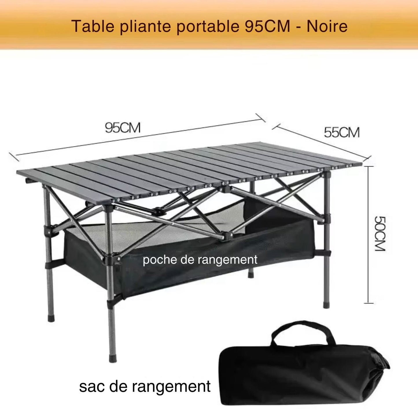 Table Pliante Camping - CampFlex™ - Noir