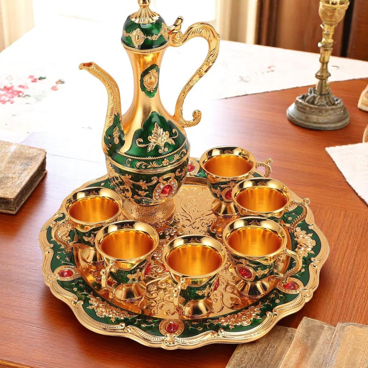 Cafetière Turque - VintageTurkCoffeeSet™ - Vert & Doré