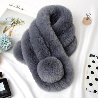 Écharpe Femme Hiver - CozyFurWrap™ - Gris
