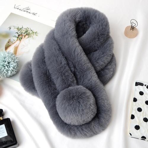 Écharpe Femme Hiver - CozyFurWrap™ - Gris