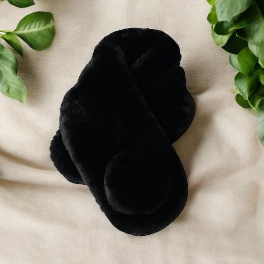 Écharpe Femme Hiver - CozyFurWrap™ - Noir
