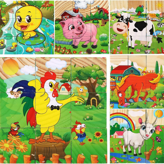 Puzzle en Bois - CubeMontessori™ - Ferme Bébé