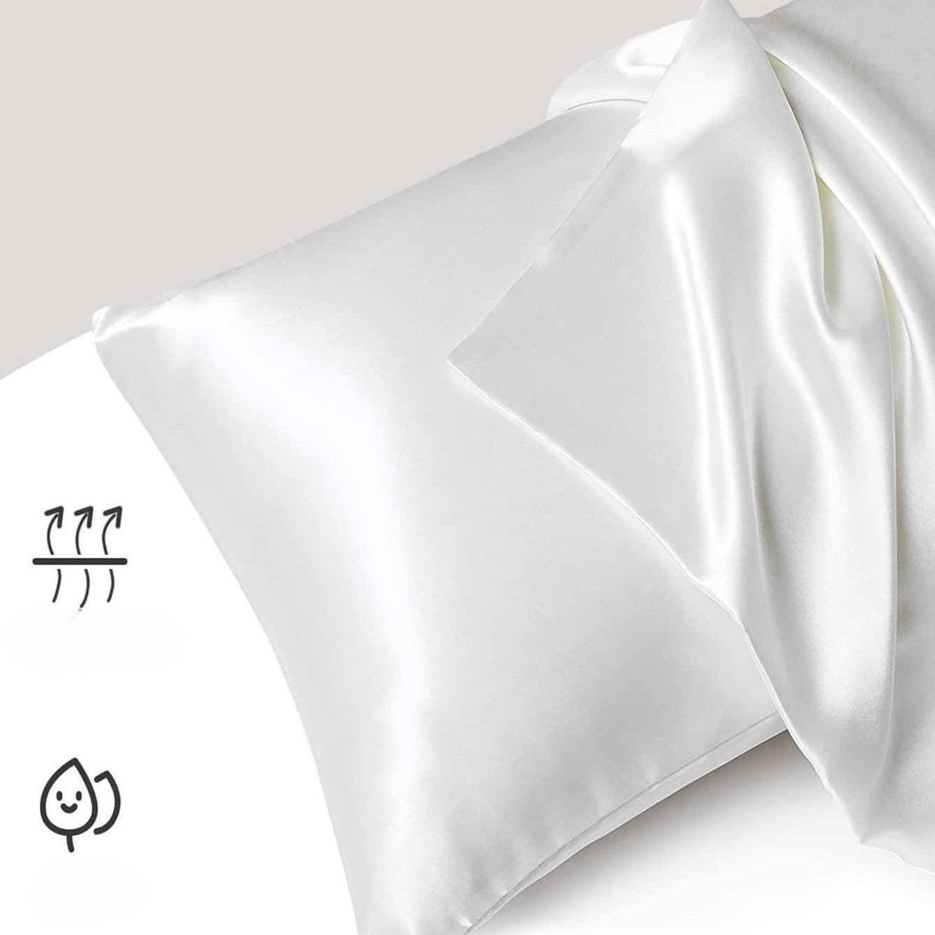 Taie d'Oreiller en Satin - SatinDreamPillow™ - Blanc