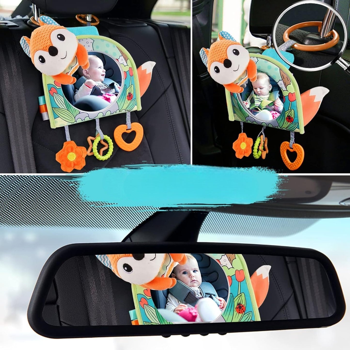 Miroir Voiture pour Bebe - SafeViewBabyMirror™ - Renard Orange