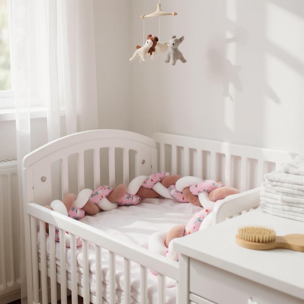 Tour de Lit Tressé - BraidBumper™ - Rose Poudré