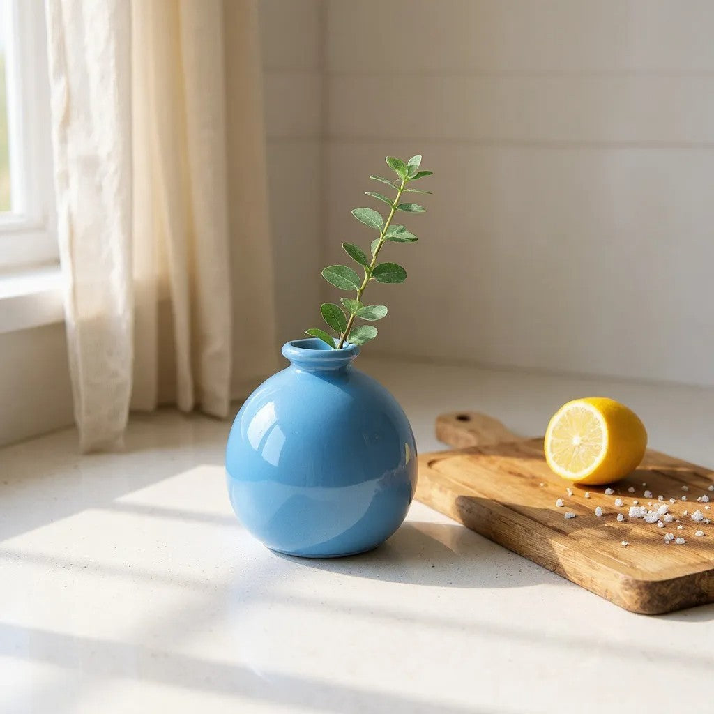 Vase en Céramique - ZenHydroVase™ - Bleu